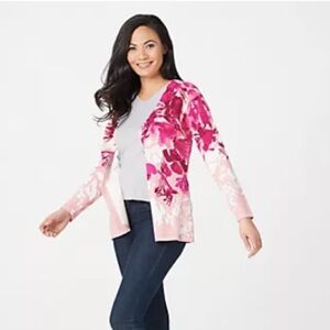 Isaac Mizrahi Live! Floral Print Cardigan | S